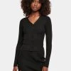URBAN CLASSICS Damen Strickjacke Ladies Short Rib Knit In Schwarz -Modegeschäft für Damen urban classics strickjacke schwarz 899435