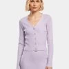 URBAN CLASSICS Damen Strickjacke Ladies Short Rib Knit In Violet -Modegeschäft für Damen urban classics strickjacke violet 899446