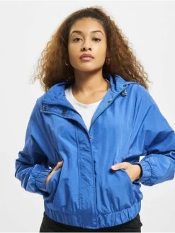URBAN CLASSICS Damen Übergangsjacke Oversized Shiny Crinkle Nylon In Blau