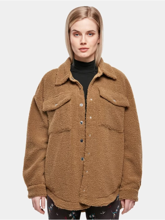 URBAN CLASSICS Damen Übergangsjacke Ladies Sherpa In Braun 3 URBAN CLASSICS Damen Übergangsjacke Ladies Sherpa In Braun