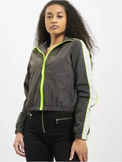 URBAN CLASSICS Damen Übergangsjacke Ladies Short Piped In Grau
