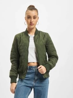 URBAN CLASSICS Damen Übergangsjacke Diamond Quilt Nylon In Olive