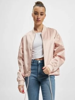 URBAN CLASSICS Damen Übergangsjacke Ladies Satin Kimono In Rosa