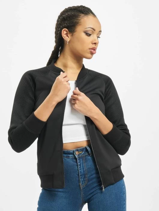 URBAN CLASSICS Damen Übergangsjacke Scuba Mesh Raglan In Schwarz 3 URBAN CLASSICS Damen Übergangsjacke Scuba Mesh Raglan In Schwarz