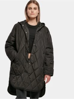 URBAN CLASSICS Damen Übergangsjacke Ladies Oversized Diamond Quilted In Schwarz