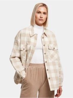 URBAN CLASSICS Damen Übergangsjacke Ladies Flanell Padded In Weiß