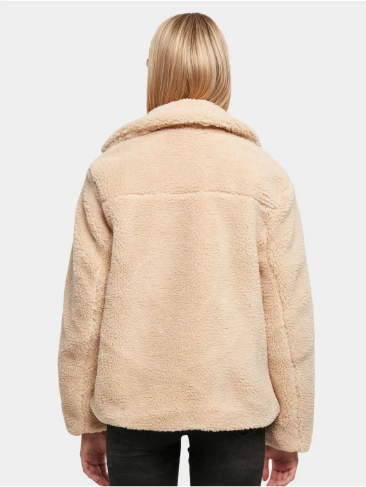 URBAN CLASSICS Damen Winterjacke Ladies Sherpa Biker In Beige 4 URBAN CLASSICS Damen Winterjacke Ladies Sherpa Biker In Beige – Bild 2