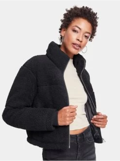 URBAN CLASSICS Damen Winterjacke Ladies Boxy Sherpa In Schwarz