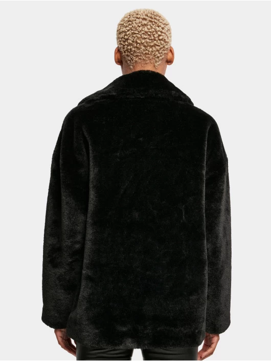 URBAN CLASSICS Damen Winterjacke Ladies Lapel Teddy In Schwarz 4 URBAN CLASSICS Damen Winterjacke Ladies Lapel Teddy In Schwarz – Bild 2
