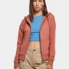 URBAN CLASSICS Damen Zip Hoodie Ladies Organic Terry In Orange