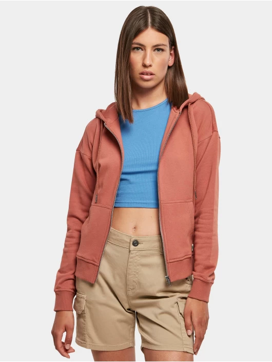 URBAN CLASSICS Damen Zip Hoodie Ladies Organic Terry In Orange 3 URBAN CLASSICS Damen Zip Hoodie Ladies Organic Terry In Orange