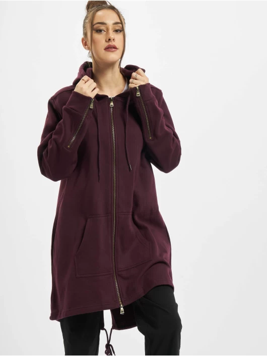 URBAN CLASSICS Damen Zip Hoodie Ladies Sweat Parka In Rot 3 URBAN CLASSICS Damen Zip Hoodie Ladies Sweat Parka In Rot