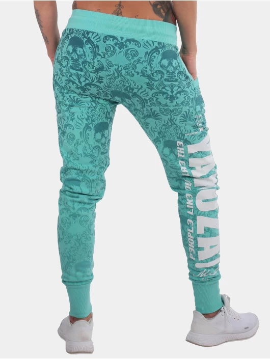 Damen Jogginghose Skull Pattern Allover Urban In Türkis 4 Damen Jogginghose Skull Pattern Allover Urban In Türkis – Bild 2