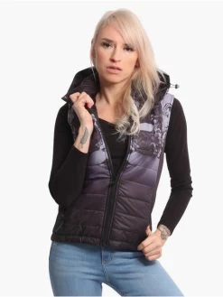 Damen Weste Masked Queen Hooded In Schwarz